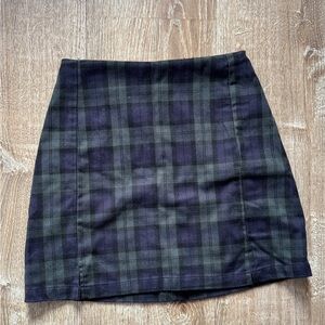 Brandy Melville Plaid Mini Skirt - Black and Green